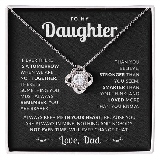 To My Daughter - Always In My Heart - Love Knot Necklace