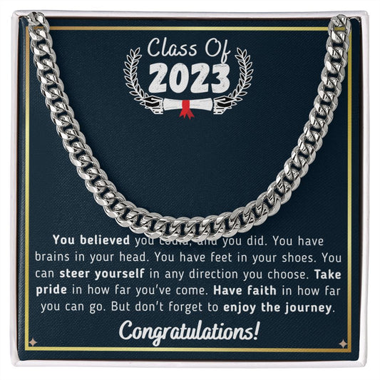 Graduation - Class Of 2023 - Believe - Cuban Link Chain