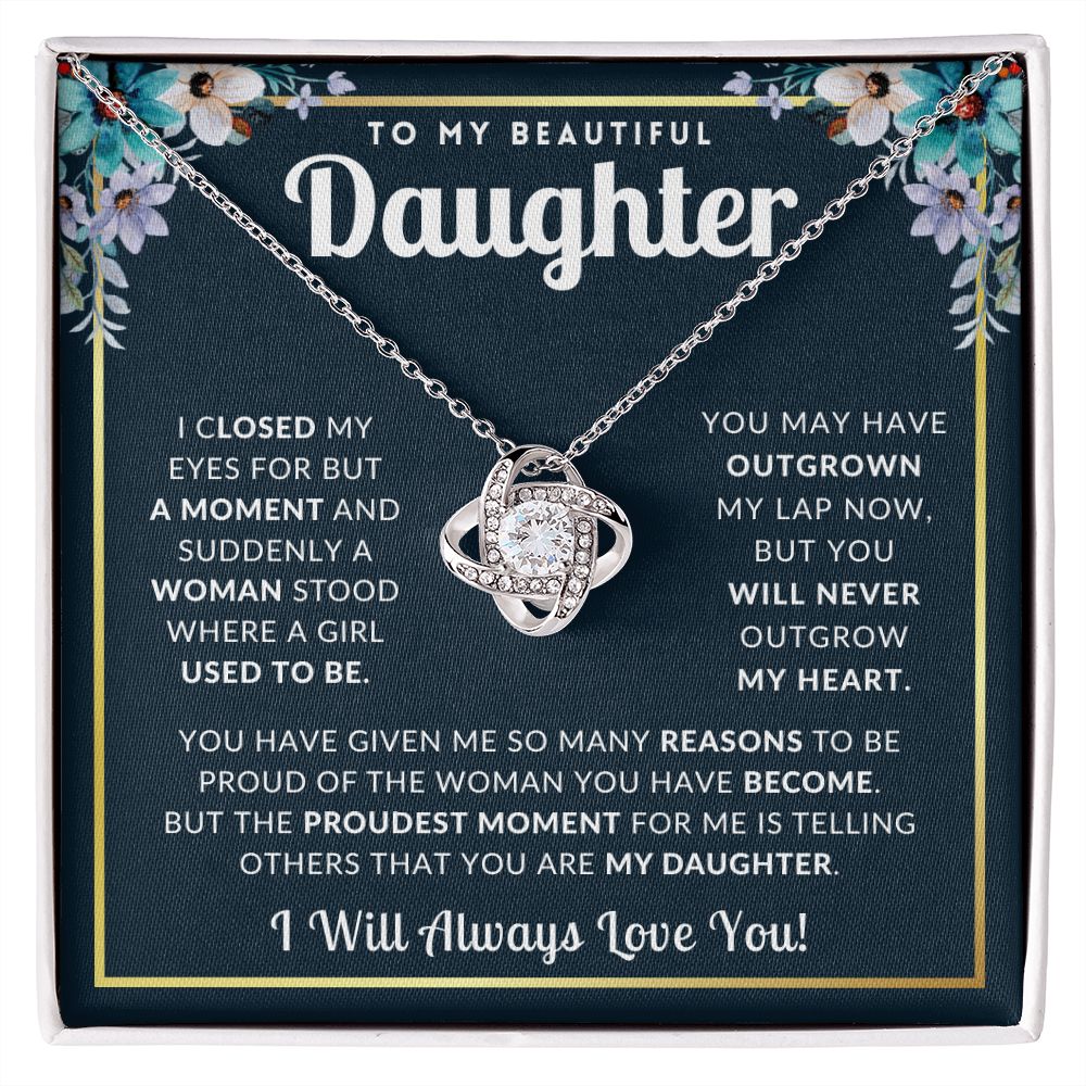 Daughter - Proud Of You - Love Knot Necklace Gift