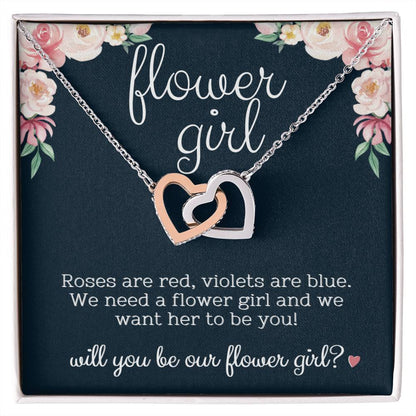 To My Flower Girl Interlocking Hearts Necklace Gift