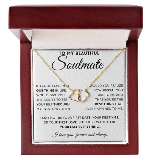 To My Beautiful Soulmate - Solid Gold Necklace w/ 18 Real Diamonds