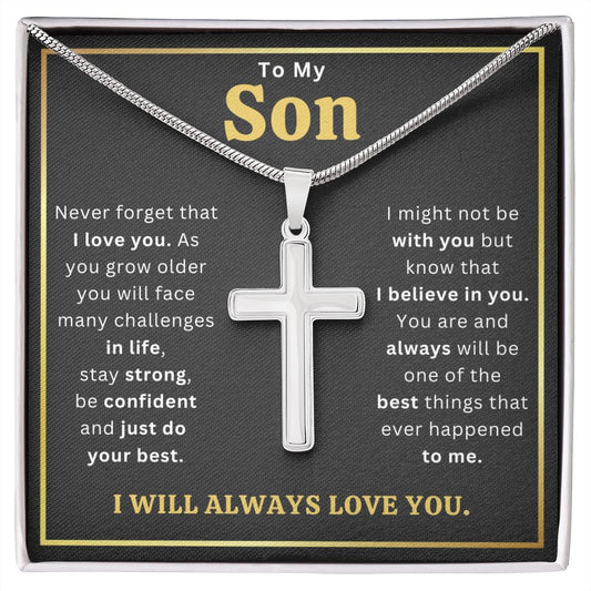 To My Son - I Believe In You - Stainless Steel Cross Necklace